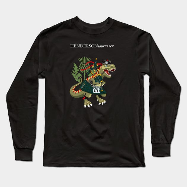 Clanosaurus Rex HENDERSONsaurus Henderson Family Tartan Clan Scotland Long Sleeve T-Shirt by BullShirtCo